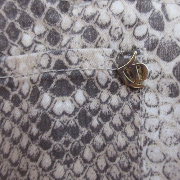 Dismero Italy Jeans Sz 37 Waist Snakeskin Taupe/Tan/Metallic Cotton Stretch NWT - Picture 7 of 9